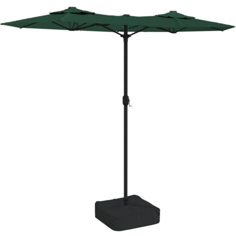 vidaXL Ombrellone a Doppia Testa con LED Verde 316x145 cm