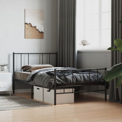 Giroletto con Testiera e Pediera Metallo Nero 100x200 cm vidaXL (1/5)