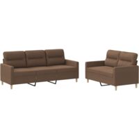 vidaXL Set di Divani 2 pz con Cuscini Marrone in Tessuto