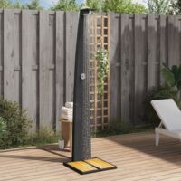 vidaXL Doccia da Esterno Nera 55x60x224cm in Polyrattan e Legno Acacia