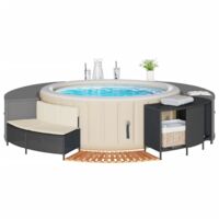 Bordo per Spa Nero in Polyrattan e Legno Massello di Acacia vidaXL