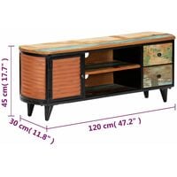 vidaXL Mobile Porta TV 120x30x45 cm in Legno Massello di Mango