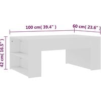 Tavolino da Caffè 100x60x42 cm in Truciolato Bianco vidaXL - Bianco