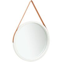vidaXL Specchio da Parete con Cinghia 60 cm Bianco - Bianco