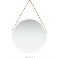 vidaXL Specchio da Parete con Cinghia 60 cm Bianco - Bianco