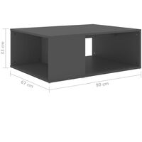 vidaXL Tavolino da Salotto 90x67x33 cm in Truciolato Grigio - Grigio