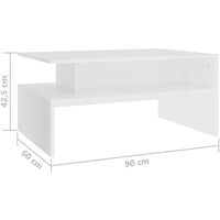vidaXL Tavolino da Salotto 90x60x42,5 cm in Truciolato Bianco - Bianco