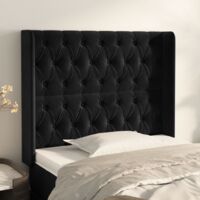 Testiera ad Orecchio Nera 93x16x118/128 cm in Velluto vidaXL