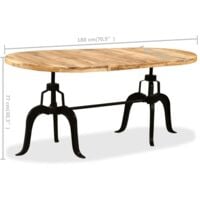 Tavolo da Pranzo in Legno Massello di Mango e Acciaio 180 cm vidaXL - Marrone