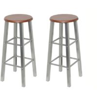 Set Sgabelli da Bar 2 pz in Metallo e Sedile in MDF vidaXL