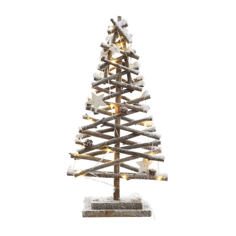 ARBOL DE RATTAN MICRO LED EFECTO NEVADO 25x12x50cm