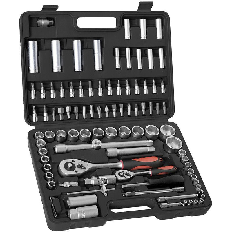 Juego Completo Llaves Vaso, kit 94 Piezas, 1/4"-1/2", Target Acero Vanadio, Con Maletin