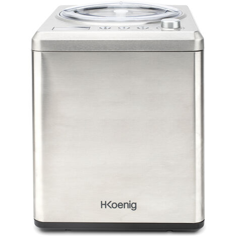 HKoenig HF340 MÃ¡quina Para Hacer Helados Caseros y Sorbetes Profesionales, Heladera Con Compresor, 180 W, 2 Litros, PreparaciÃ³n 30 Mins, Pantalla LCD, ConservaciÃ³n En FrÃ­o, Acero Inoxidable