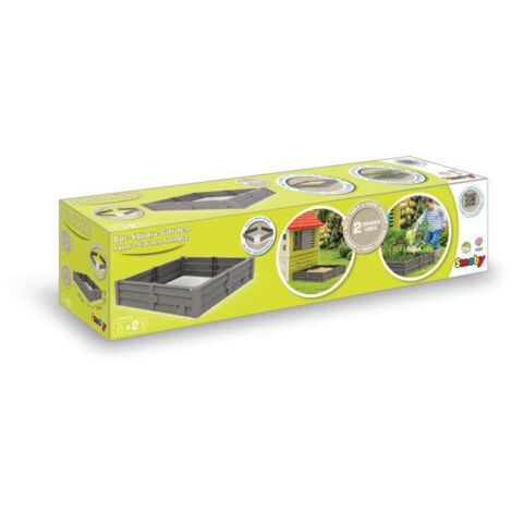 SMOBY Bac Square Garden 2 en 1 : caja de arena y huerto - 76x76cm - Base incluida