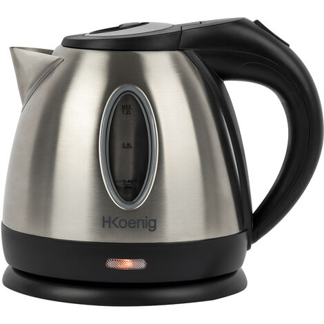 HKoenig BO12 Hervidor de Agua Eléctrico Pequeño, 1630 W, Negro/Acero Inoxidable