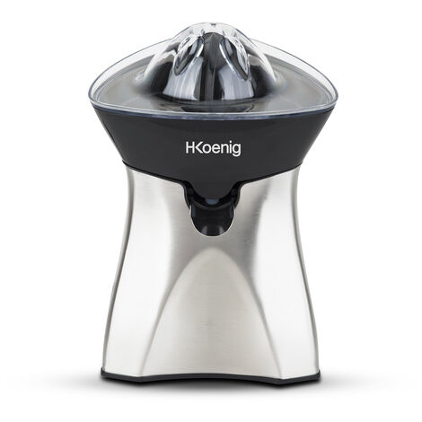 HKoenig Exprimidor Eléctrico para Cítricos y Naranjas Profesional, 60 W, Libre de BPA, Servicio Directo, Vertido Continuo, Sistema Antigoteo, Acero Inoxidable, Gris AGR60