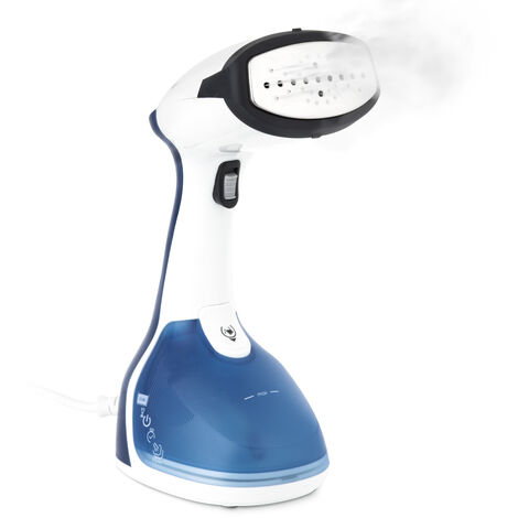 HKoenig Plancha Vapor Vertical Muy Potente, 1640 W, 24 g/m, Suela de Acero Inozidable, Depósito de Agua Extraíble de 250 mL, Autonomía Ilimitda, Ideal para Viaje, Azúl STM10, Plastico, Azul (1/5)