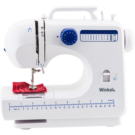 WINKEL SW45 Máquina de Coser Mecánica, 12 Puntadas, con LED para Iluminar, Blanco y Azul, 30 X 11 X 26 Cm, Algodón
