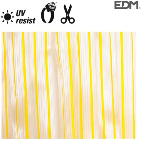 CORTINA DE CINTA DE PLASTICO. COLOR AMARILLO-TRANSPARENTE 32 TIRAS 90x210cm EDM (1/3)