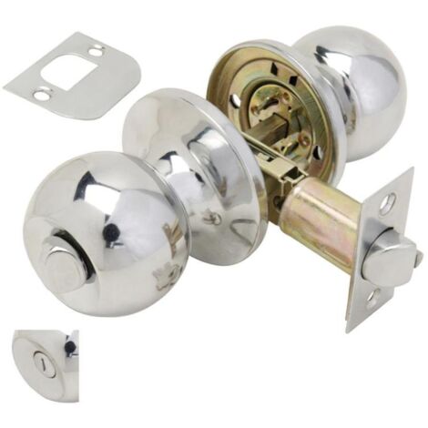 Pomo puerta cromado con condena – Para baño – Picaporte regulable 60/70 mm – Manilla de cilindro Wolfpack (1/3)