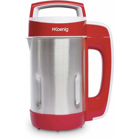 HKoenig Sopera Eléctrica y Licuadora, Máquina para Hacer Sopas, Batidos, o Compotas, 1.1 litros, 850 W, 4 Programas, Acero Inoxidable, Rojo MXC18, plástico