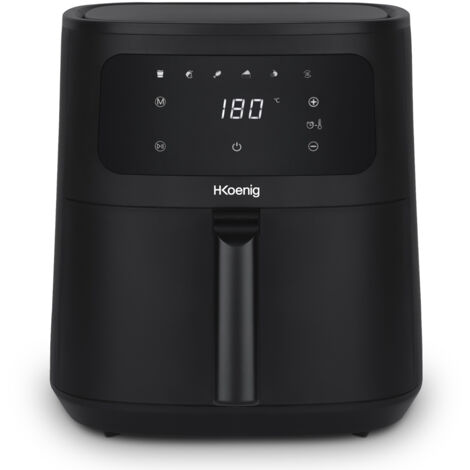H.KOENIG Air Fryer FRY820 Fritteuse ohne Öl, Fassungsvermögen 5,5 l, 7 Kochprogramme, Temperatur einstellbar von 80 °C bis 200 °C, Touchscreen, herausnehmbarer Korb, spülmaschinenfest, 1800 W
