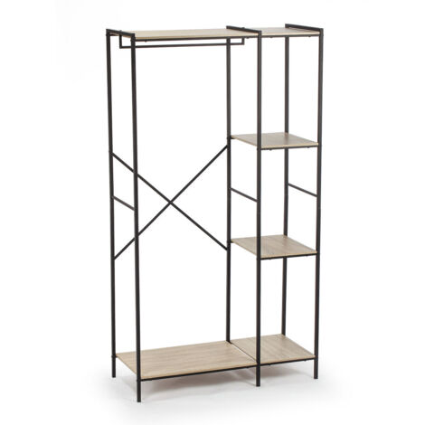 PERCHERO C/EST NEGRO MELAMINA MOA - 90X40X165 (1/3)