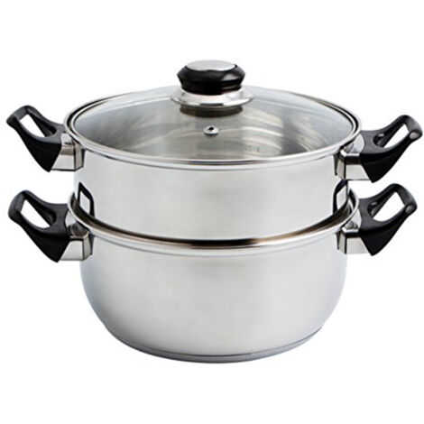 QUID cacerola vapor inoxidable tapa vidrio 22 cm , Cacerola vapor con tapa inoxidable 22 cmVálido para todos tipos de cocina, inlcuída inducciónTapa de vidrio con válvula d (1/3)