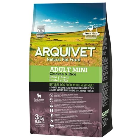 pienso para perros adultos talla mini, pollo y arroz ARQUIVET 3 kg (1/5)