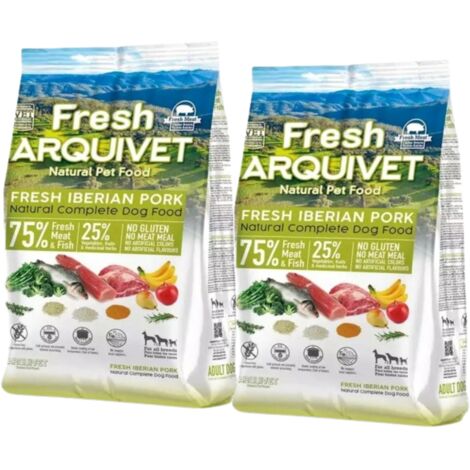 ARQUIVET Alimento fresco para perros, cerdo y pescado de mar, semihúmedo, 2 x 2,5 kg (1/2)