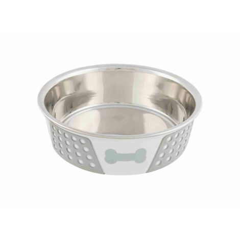 Comedero para Perro Trixie Blanco Gris Silicona Acero Inoxidable 1,4 L (1/2)