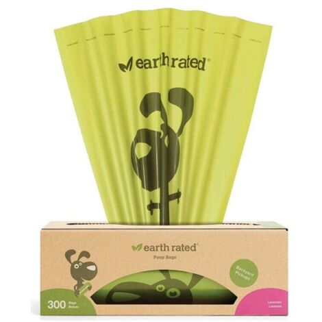 Earth Rated Bolsas para heces de perro, para mascotas a prueba de fugas y extragruesas, perfectas para jardines, Un gran rollo único "Grab and Go", aroma a lavanda, 300 unidades (1/2)