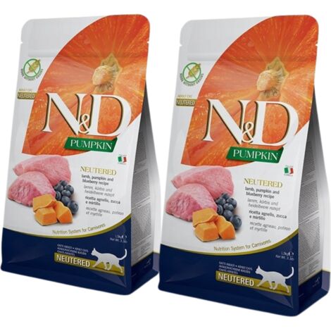 FARMINA N&D CALABAZA GATO CORDERO Y ARÁNDANOS CASTRADO 2x1.5kg (1/2)