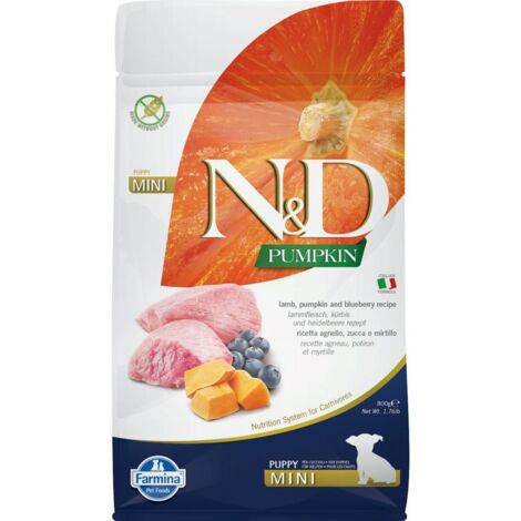 Farmina n&d pumpkin dog lamb&blueberry puppy mini - alimento seco para perros - 800 g