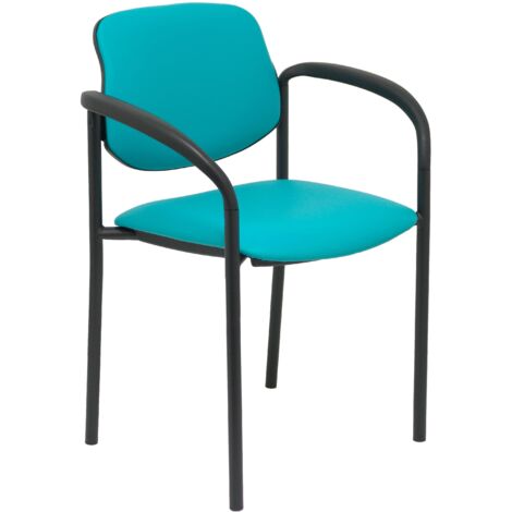 Silla fija Styl similpiel verde chasis negro con brazos (1/5)