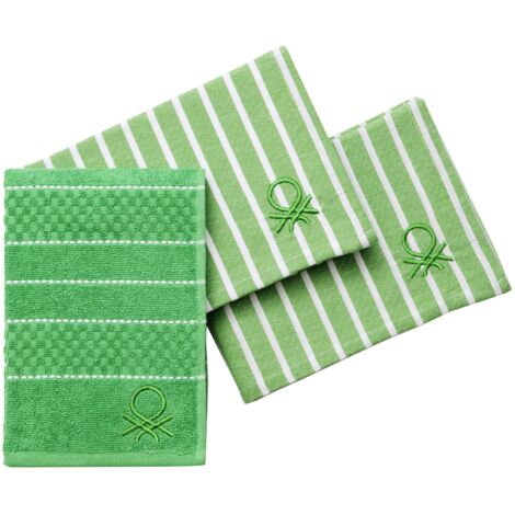 Set 3pc servilleta y paño cocina (1pc paño terry 50x50cm + 2pc servilleta) 100% algodón verde (1/5)