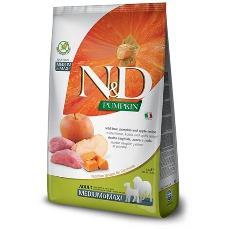 FARMINA N&D GF CALABAZA JABALÍ Y MANZANA ADULTO MEDIANO/MÁXIMO 12 kg