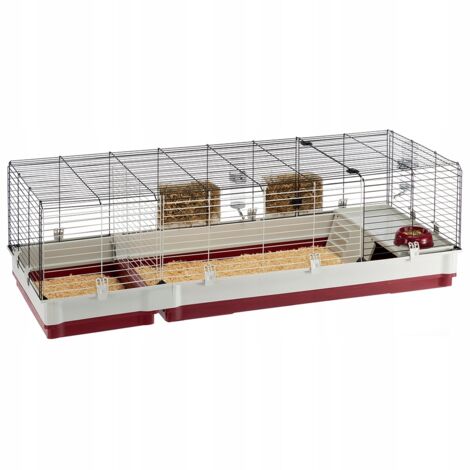 Ferplast Jaula Conejos KROLIK 160 - Espaciosa y Modular, Techo Abatible, Escalera Frontal, Clips de Seguridad - Accesorios Incluidos - Eco-Sostenible - 162 x 60 x h 50 cm