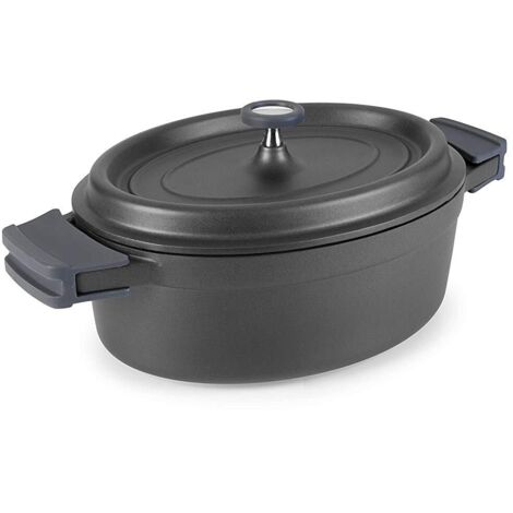 Cacerola ovalada de hierro fundido esmaltado 26cm negro - 25933 - lacor - (1/2)