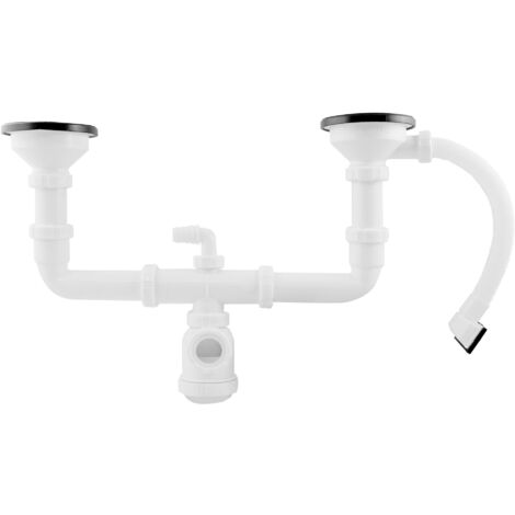 Sifón Doble para Fregadero con Válvula de Cesta 1 1/2" (1/2)