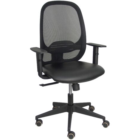 Silla Cilanco negra malla negra asiento similpiel negro brazo regulable. (1/5)