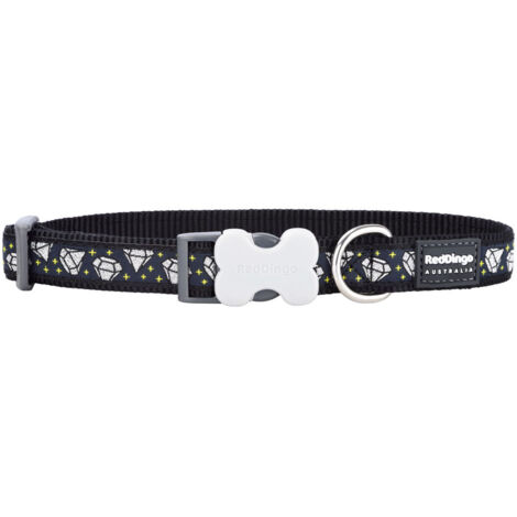 Collar para Perro Red Dingo STYLE DIAMOND 15 mm x 24-36 cm Negro (1/2)