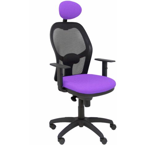 Silla Jorquera malla negra asiento bali lila con cabecero fijo (1/2)