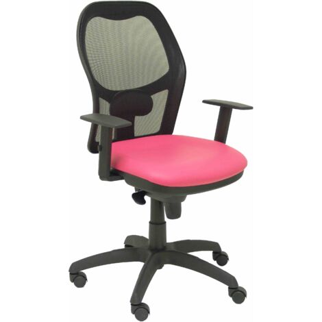 Silla Jorquera malla negra asiento similpiel rosa (1/5)
