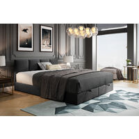 TRADA Royal Boxspringbett 180x200 mit Bettkasten Bonell H3 mit Topper Dunkelgrau