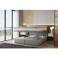 TRADA Bond Boxspringbett 200 x 200 mit Bettkasten mit Matratze Grau