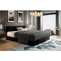TRADA Royal Boxspringbett 200x200 mit Bettkasten Bonell H3 mit Topper Schwarz