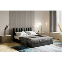 TRADA City Boxspringbett 160 x 200 mit Bettkasten und Topper Dunkelgrau