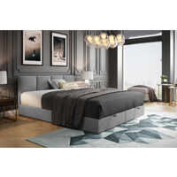 TRADA Royal Boxspringbett 180x200 Grau mit Bettkasten Bonell Matratze H3 Topper