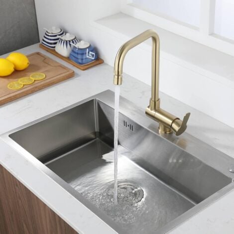SJQKA Mitigeur Cuisine Rabattable,robinet Cuisine Rabattable D'or Brossé En Acier Inoxydable,Robinet Pliable Moderne
